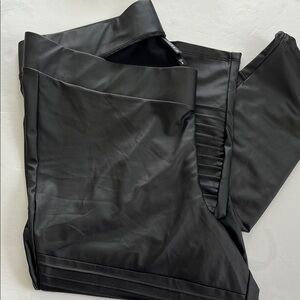 torrid Black Faux Leather Leggings with Panel Detail